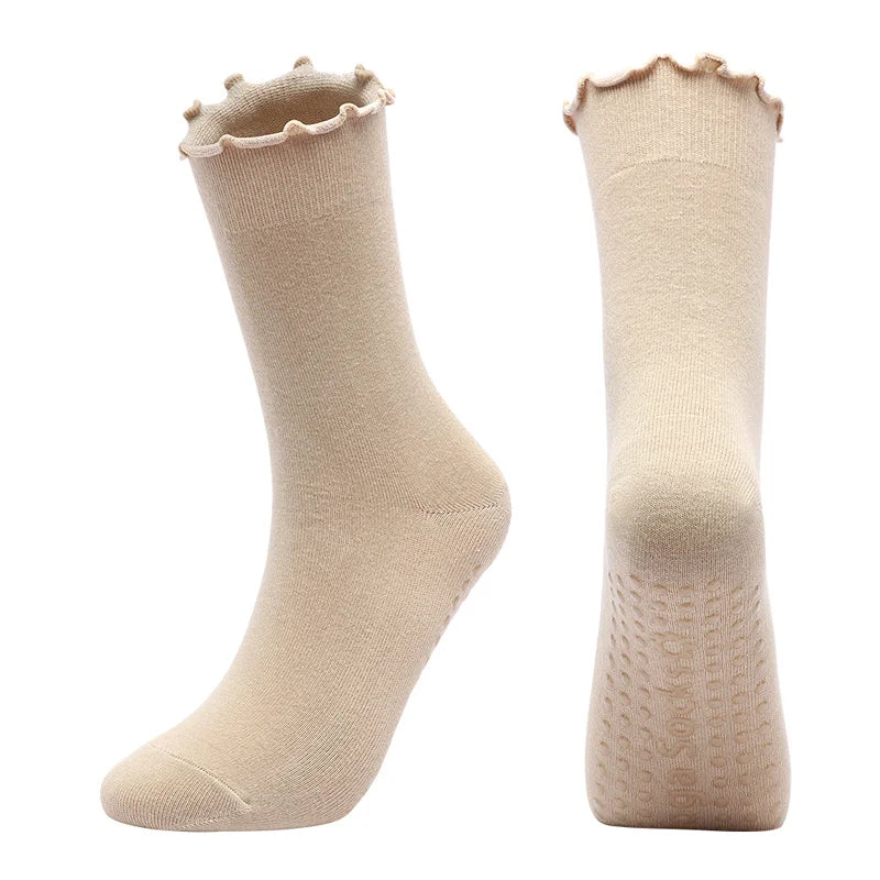 chaussettes de pilates femme beige