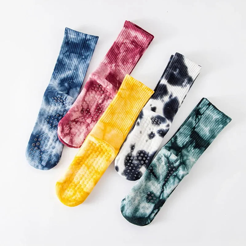 Chaussettes de pilates antiderapantes tie dye Pilateo Accessoires et application de pilates au mur et sol