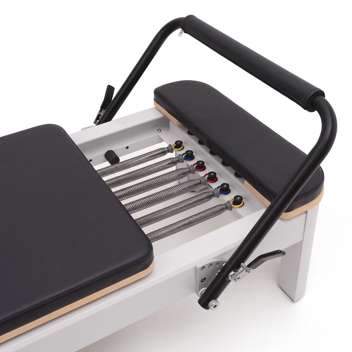 Pilates reformer aluminium noir, barre de pieds