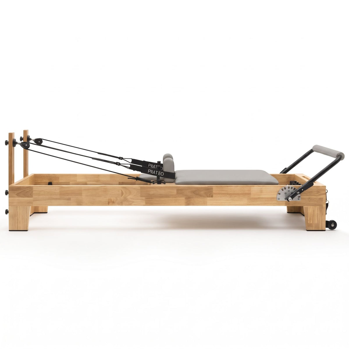 Pilates reformer classique gris perle, vue latérale