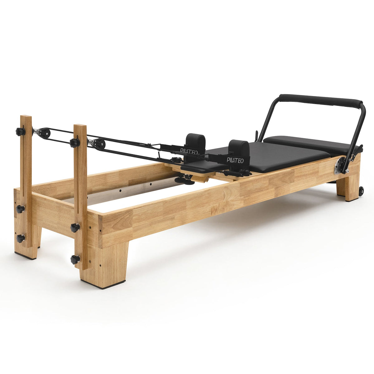 Pilates reformer classique noir, vue de trois quarts