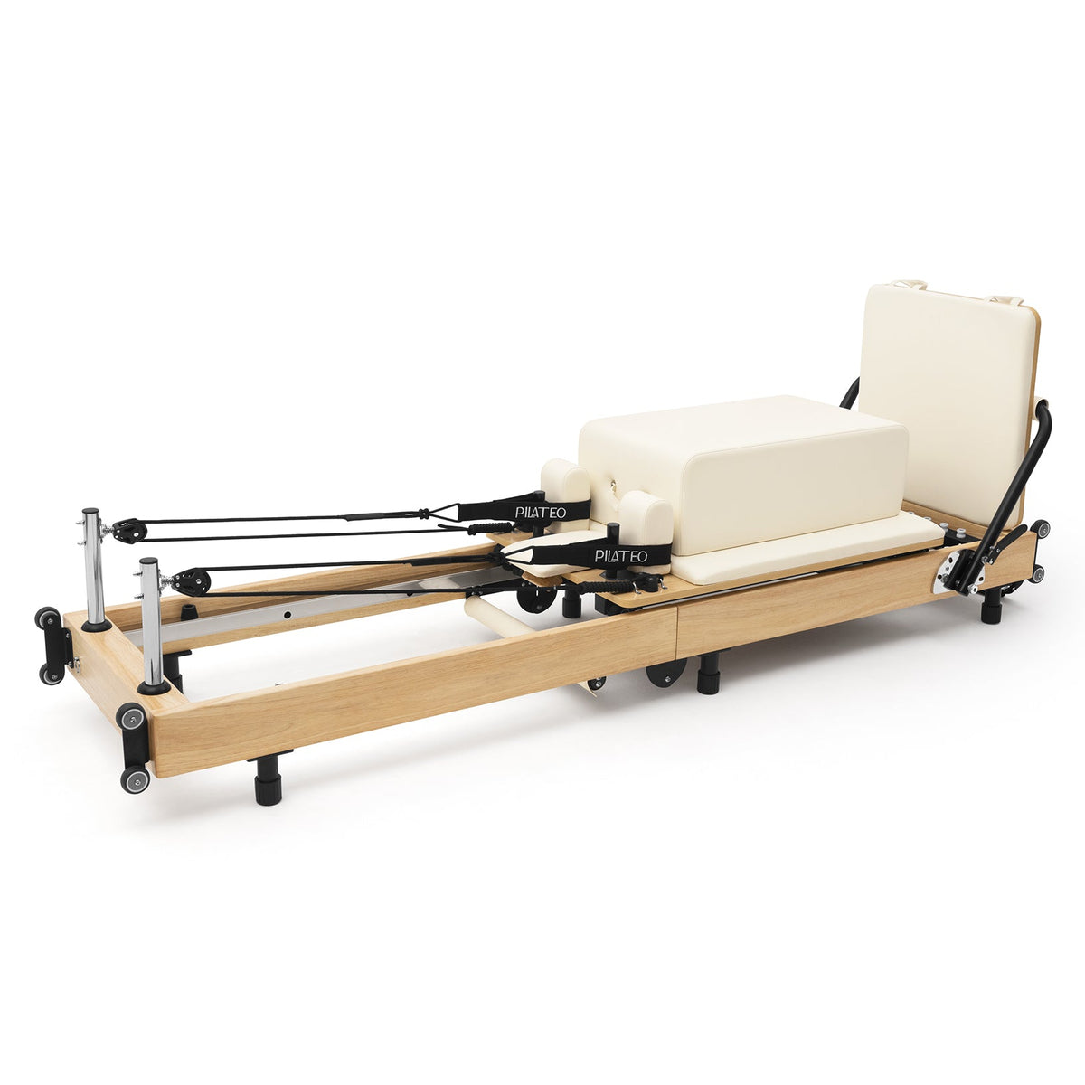 Pilates reformer pliable Flexi blanc lacté, vue de trois quarts