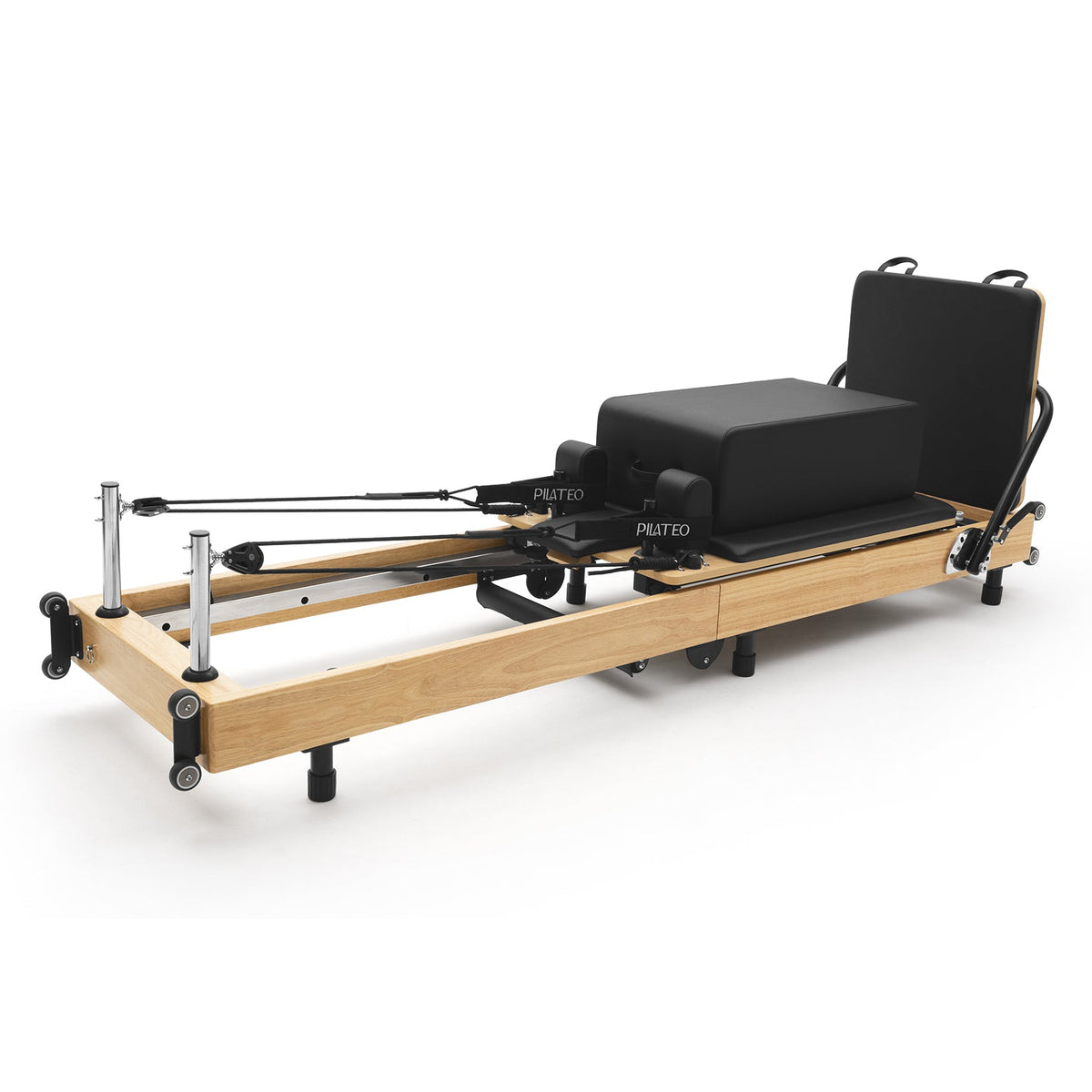 Pilates reformer pliable Flexi noir, vue de trois quarts