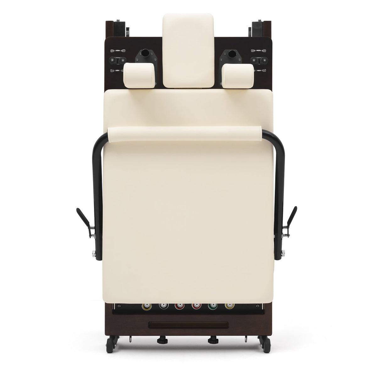 Pilates reformer pliable Flexi Prestige blanc lacté, rangé debout