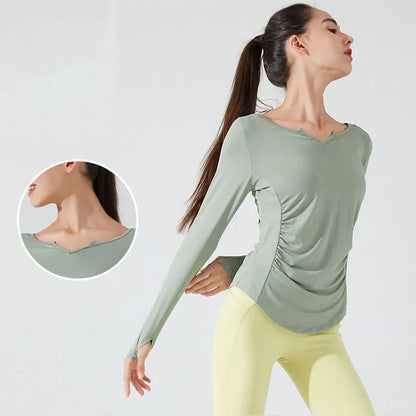 T-shirt de pilates col en v