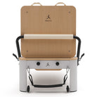 Pilates reformer aluminium blanc lacté, vue de face