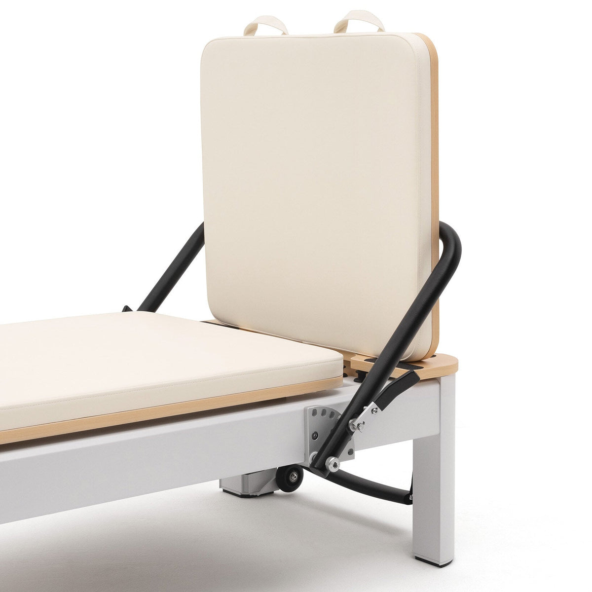 Pilates reformer aluminium blanc lacté, barre de pieds