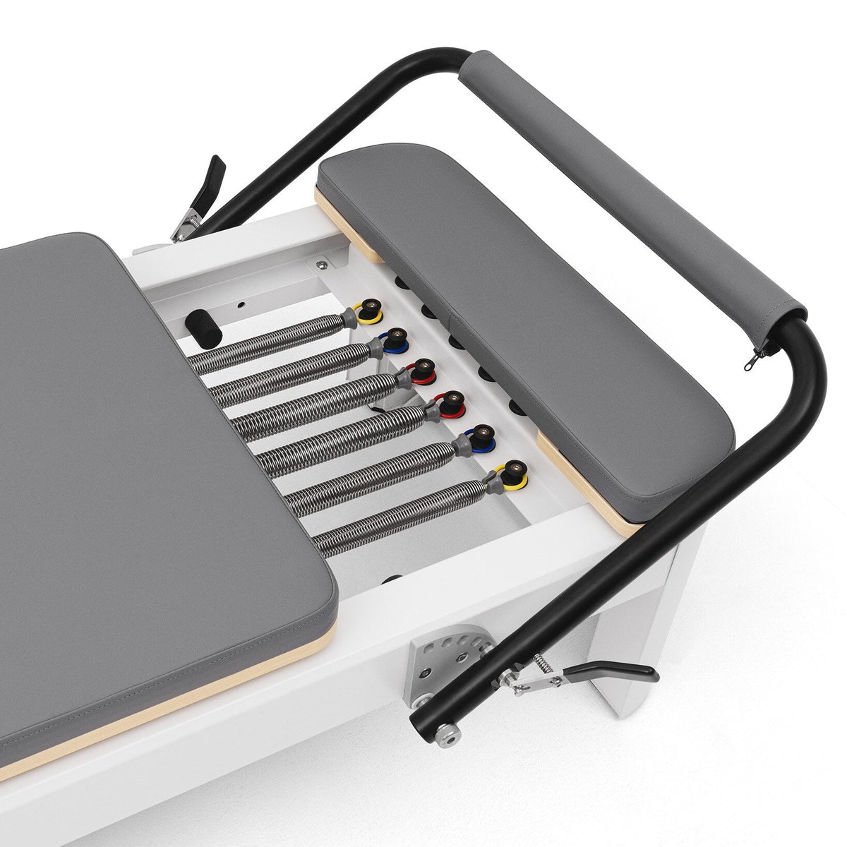 Pilates reformer aluminium gris bleuté, ressorts