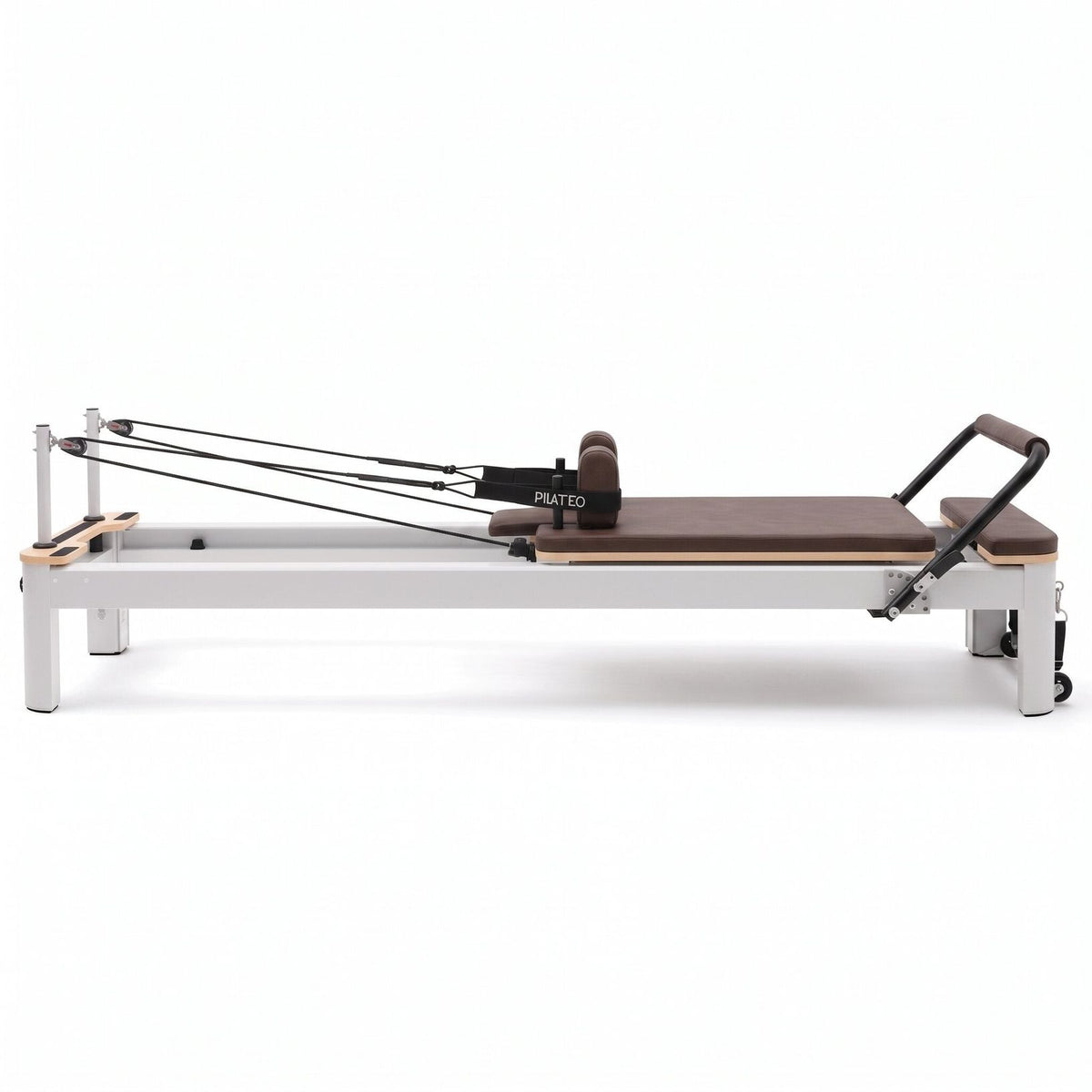 Pilates reformer aluminium moka, vue latérale