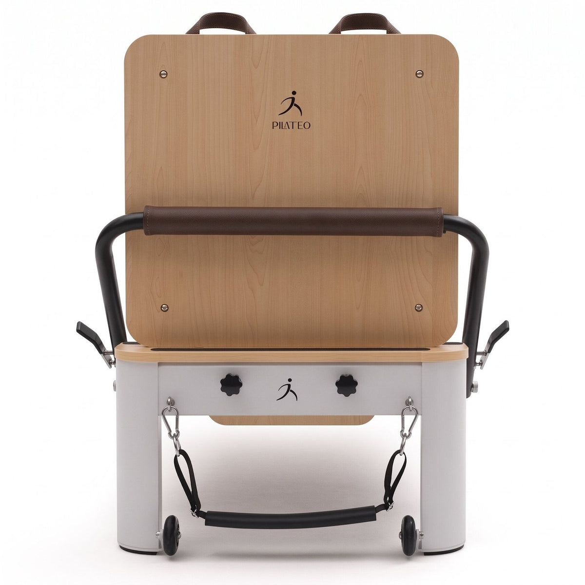 Pilates reformer aluminium moka, vue de face