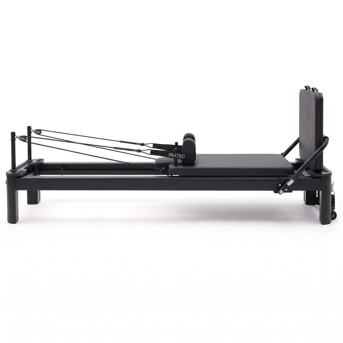 Pilates reformer aluminium total black, vue latérale