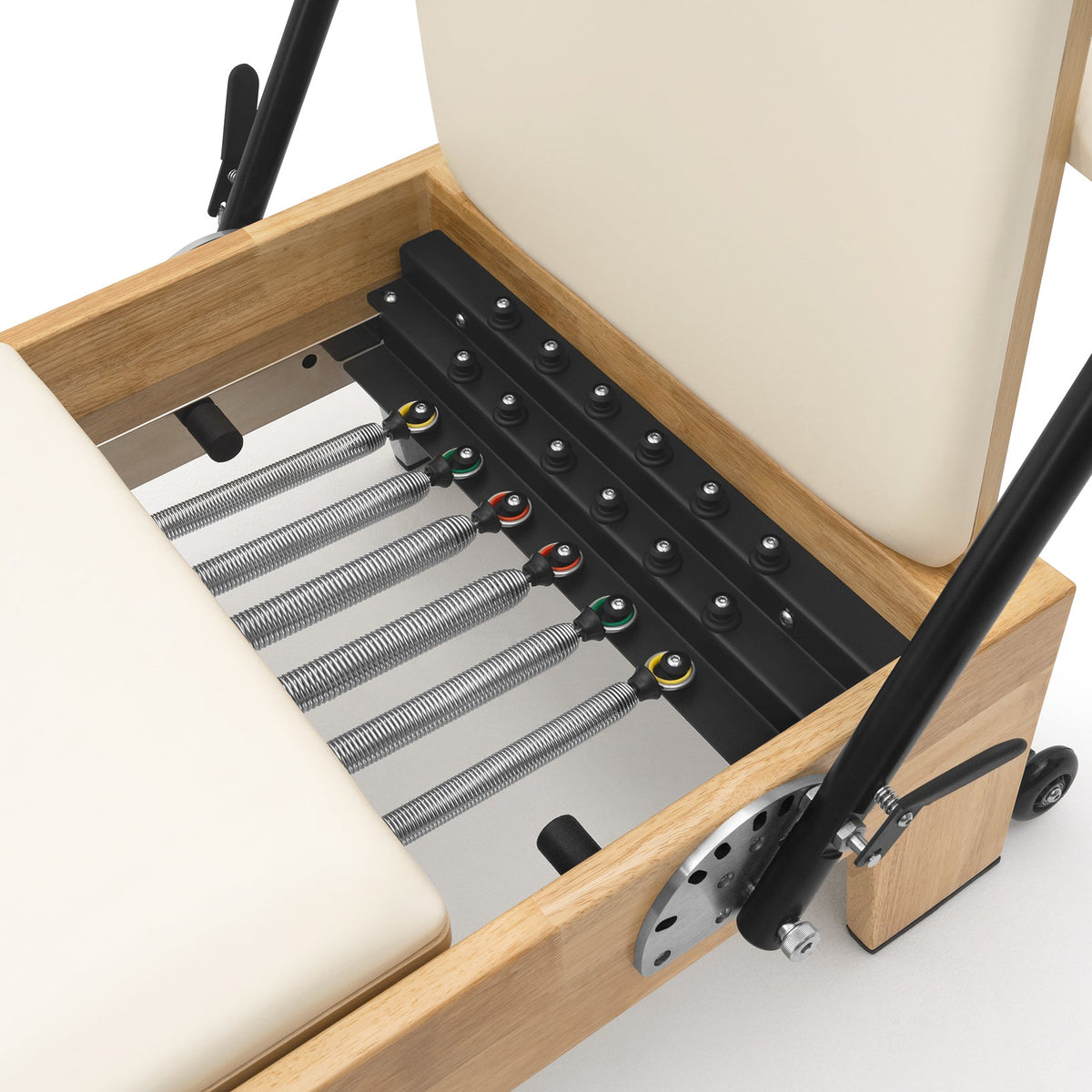 Pilates reformer classique blanc lacté, ressorts