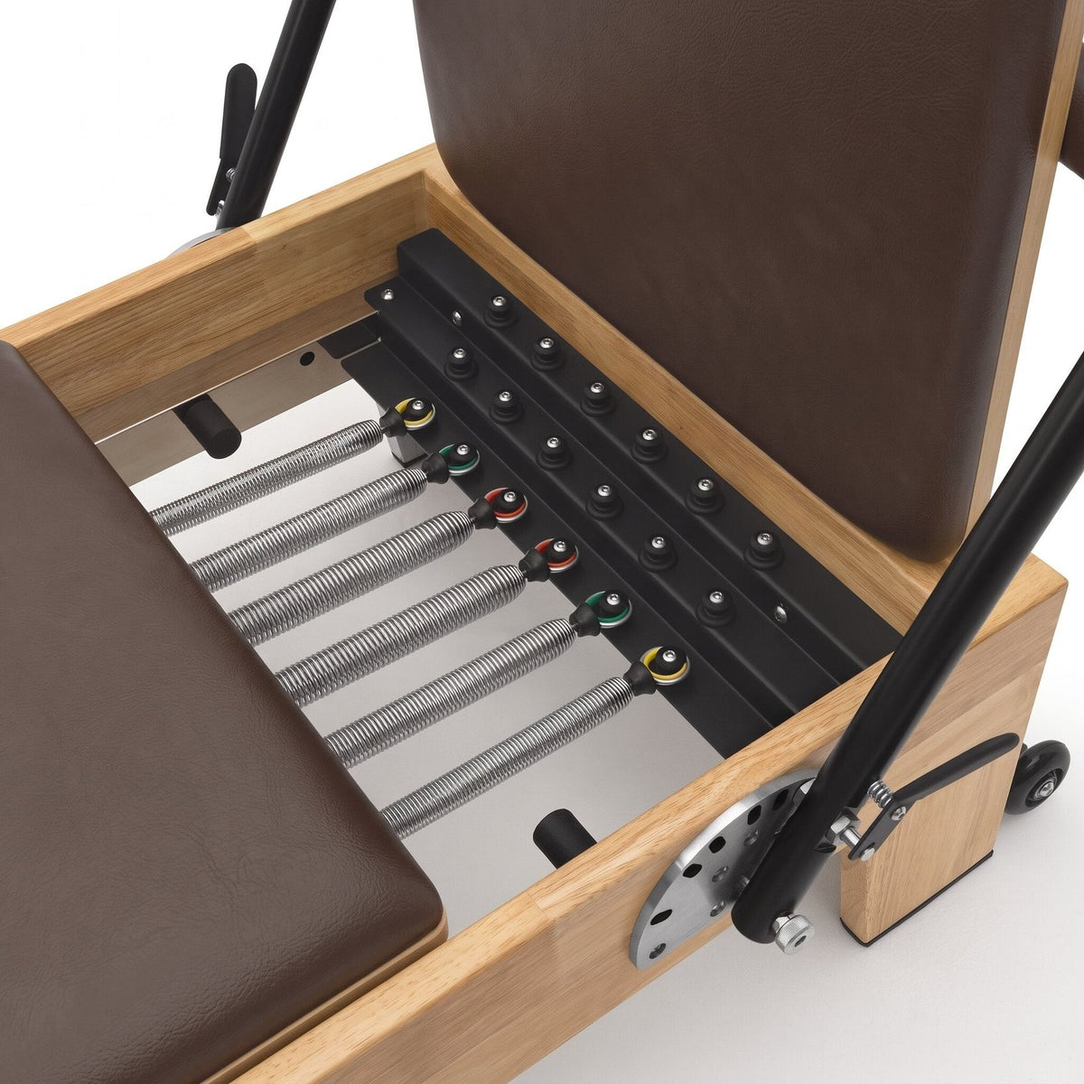 Pilates reformer classique moka, ressorts à code couleur