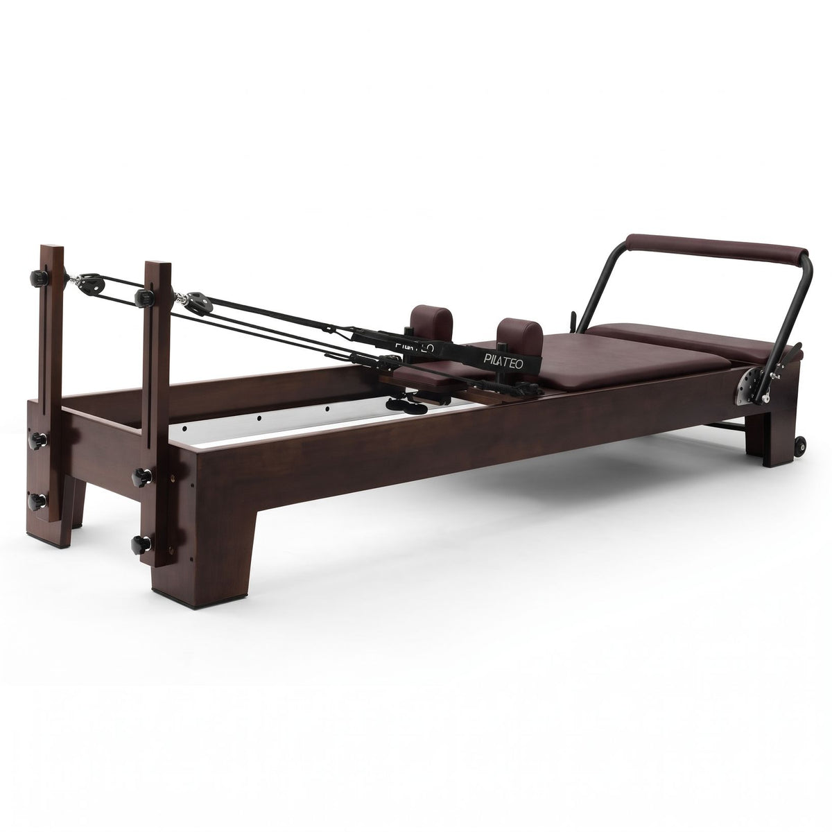 Pilates reformer Prestige bordeaux, vue de trois quarts