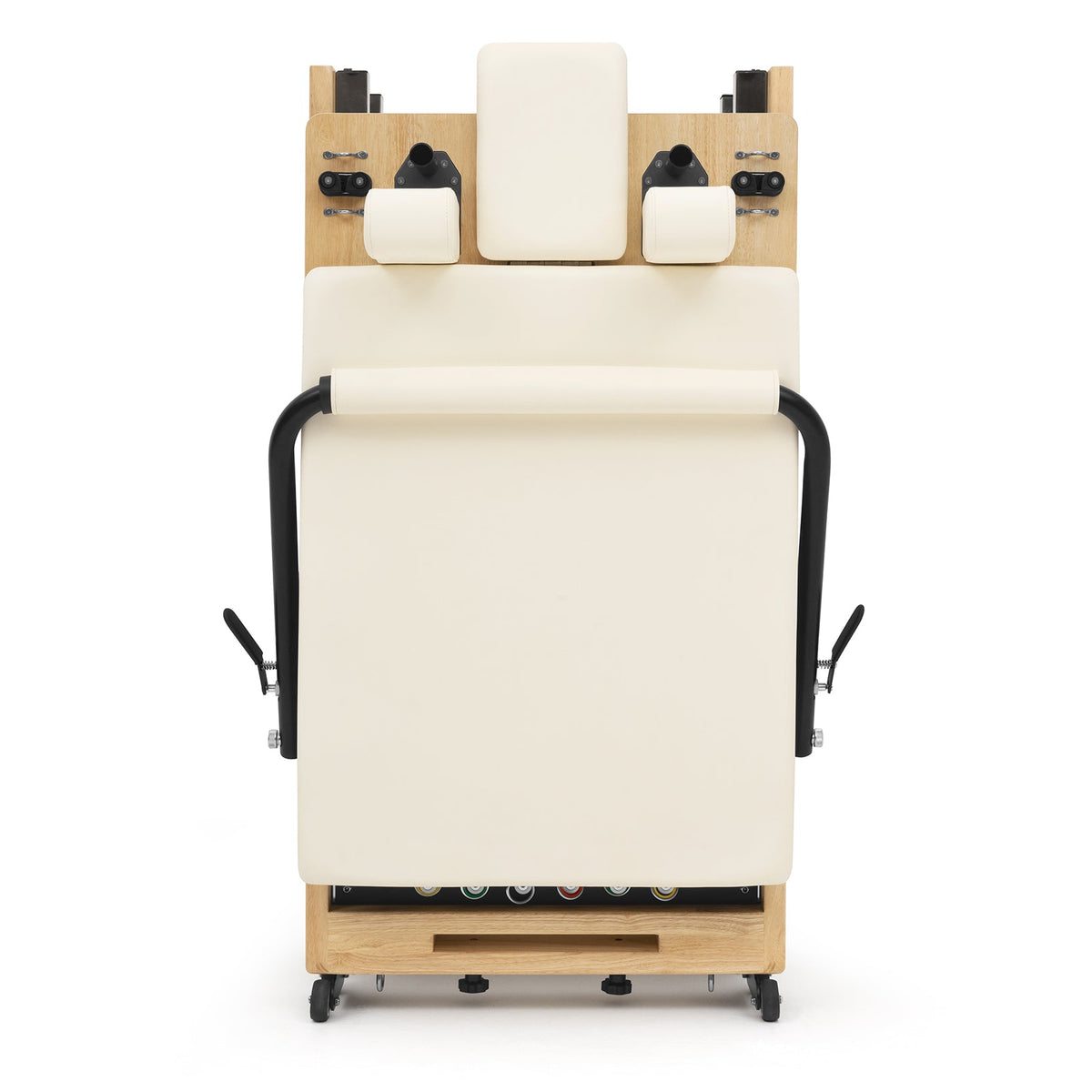 Pilates reformer pliable Flexi blanc lacté, rangé debout
