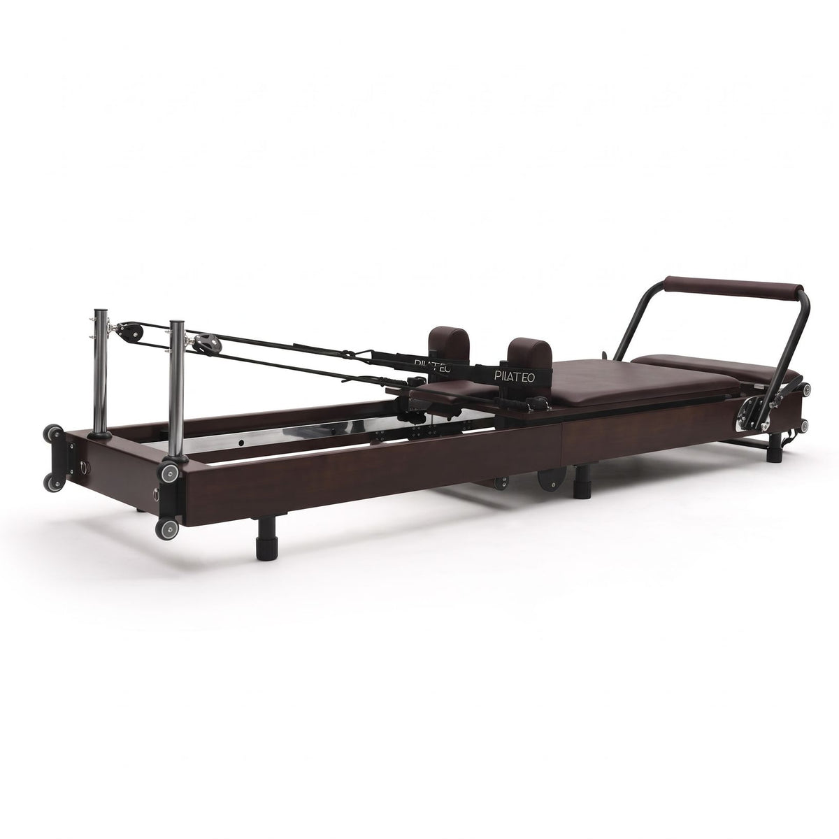 Pilates reformer pliable Flexi espresso bordeaux, vue de trois quarts