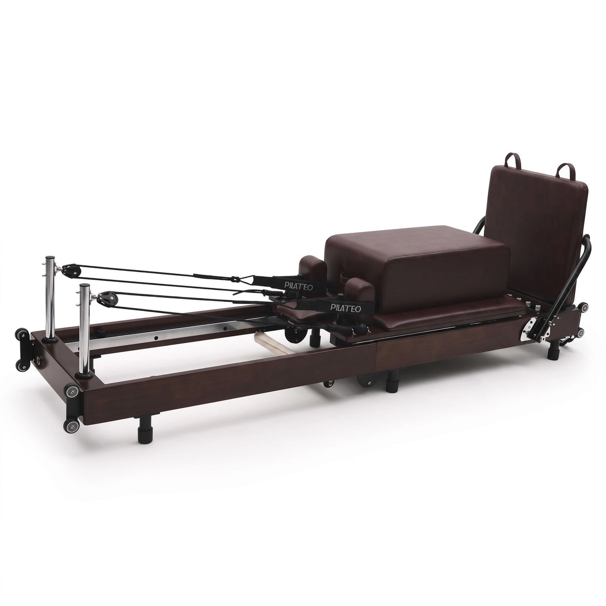 Pilates reformer pliable Flexi espresso bordeaux, vue de trois quarts